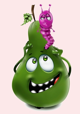 Fruit with funny worm         