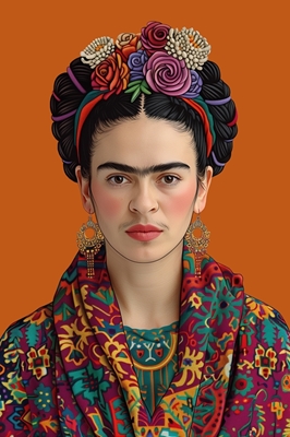 Frida Kahlo laranja-arte