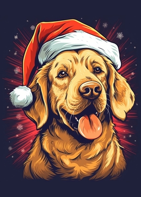 Perro en sombrero de navidad