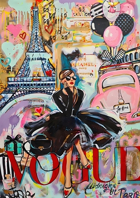 Het meisje van het pop-art in Parijs Vogue