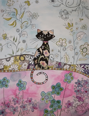 Kätzchen in Blumenwiese