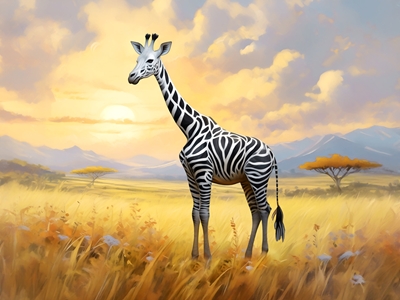 Zebra randig Žirafa