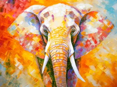 Elefant färgrikt porträtt