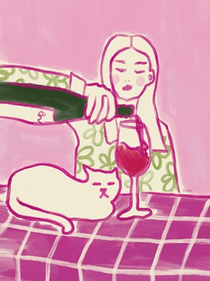 Cats and Wine (Pink)