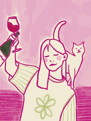 Katzen und Wein - Teil 2 (rosa)