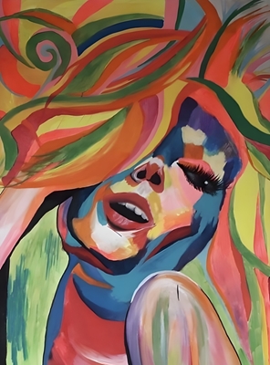 Abstrakt farverig kvinde