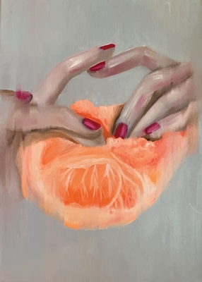 Mão com laranja