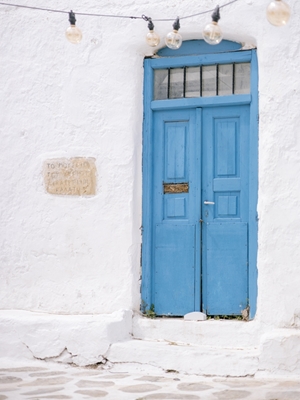 Greek blue old door Mykonos