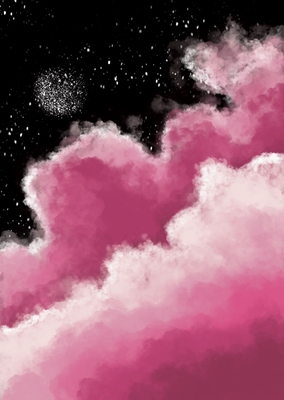 Pink cloudy night sky