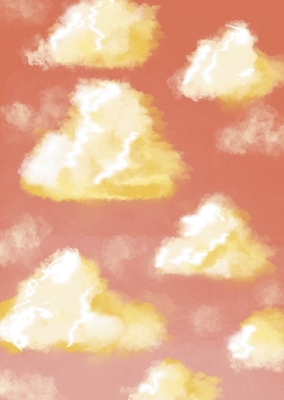 Brzoskwińowo-pomarańczowe złote chmury 