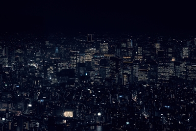 La città di Tokyo di notte