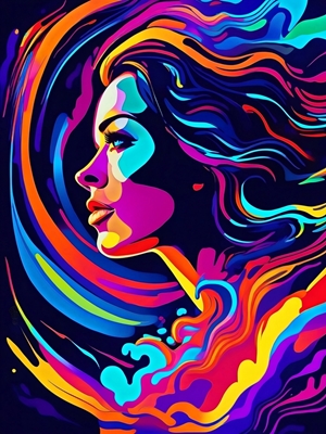 Mujer en colores brillantes