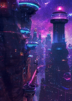 a cliff view futuristic city
