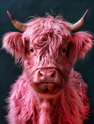 Różowy portret bydła góralskiego