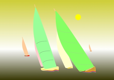 Gröna segelbåtar