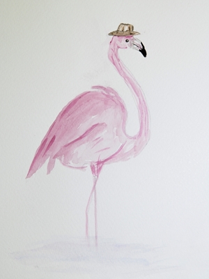 Flamingo com chapéu