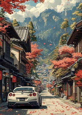 Nissan GTR at Japanese Autumn