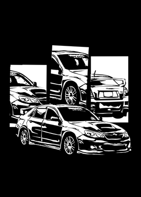 Arte lineal de impresión de Subaru