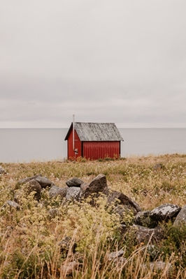 Kleines Haus in Ölands Landschaft