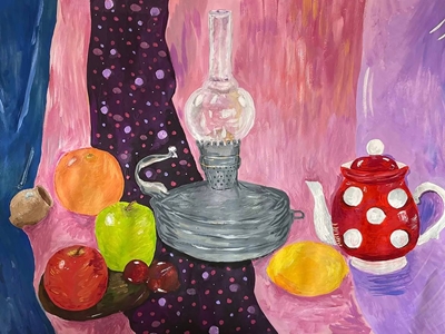 Colorful Still Life with Lamp 