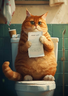 Lindo gato naranja en el inodoro