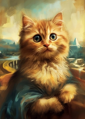 Peinture de chat Monalisa