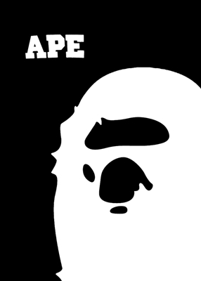 hypebeast ape schwarz weiß