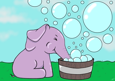 Bubblig lila elefant!
