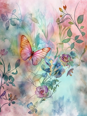 Motýl mezi květinami