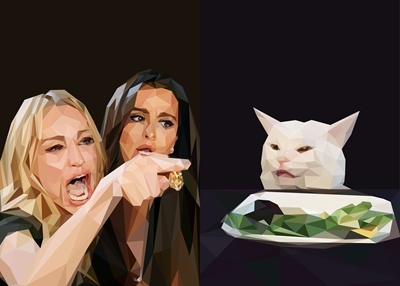 Donna che urla su un meme di gatti