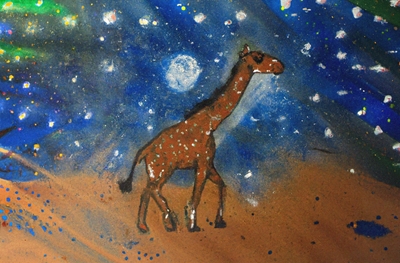 Giraff i stjärnklar natt  