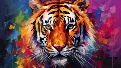 Tête de tigre en couleurs