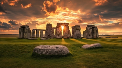 Stonehenge landscape at sunset