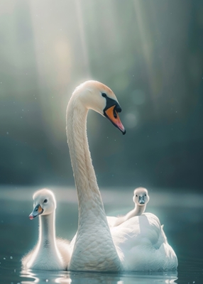 Familia de animales cisne