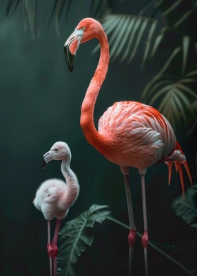 Rodzina zwierząt flamingów