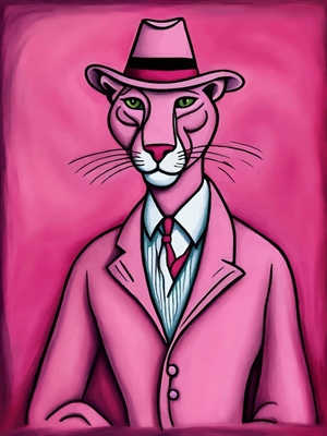 Puma rosa en traje