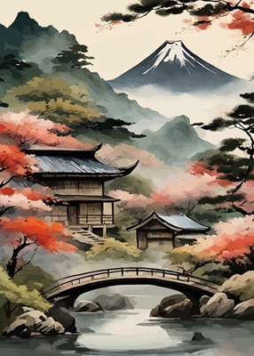 Temple japonais avec vue