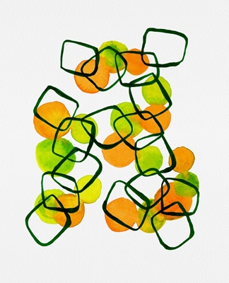 Vierkanten Cirkels Limoen Oranje 