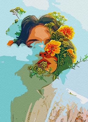 Girl, flower and smog