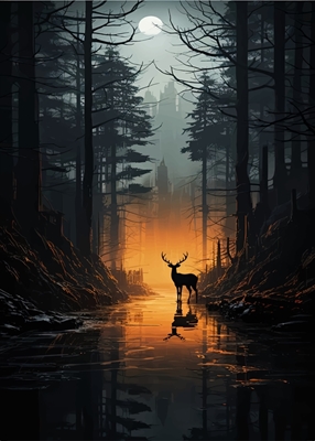 deer in the middle of forest