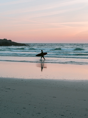 Solnedgång för surfare Frankrike