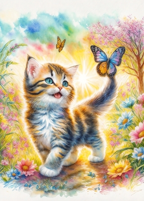 Kätzchen mit Schmetterlingen