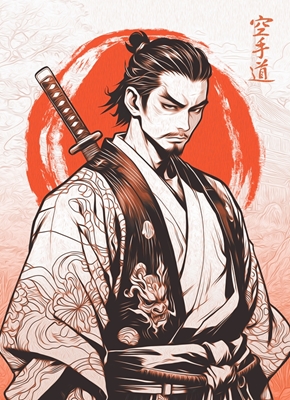 Samurai-miehen öljymaalaus