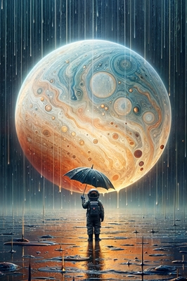 Astronaut im Regen