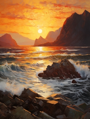 Waves in Lofoten Midnight Sun