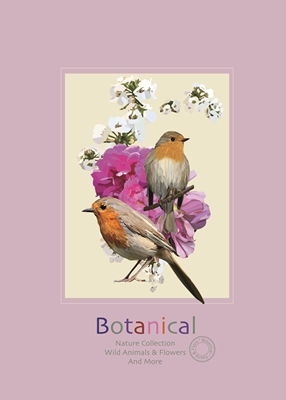 Botanical Flower & Robin