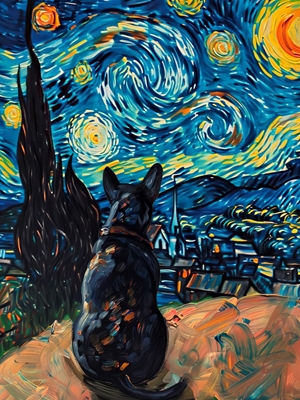 De hond van de sterrennacht