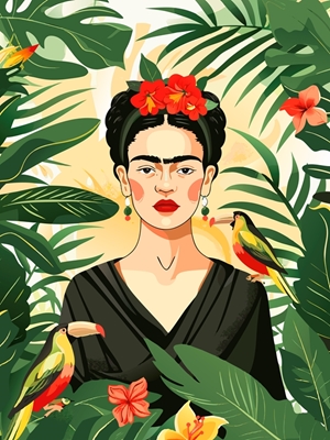 Frida Kahlo lintujen kanssa