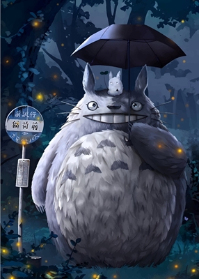 Totoro spaceruje nocą