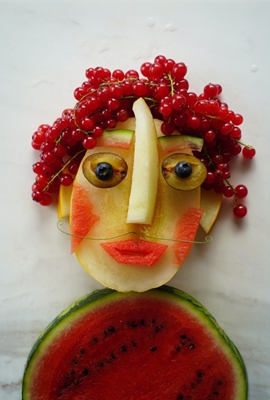 Retratos de frutas e vegetais